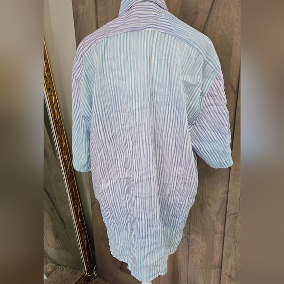 ST. CROIX Striped Linen/cotton pastel short sleeve button up shirt. Size XXL - Picture 4 of 9